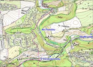 mapa okolí studánky - studánka Na Troníčku