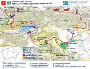 trasa č.3 - Černý Most-Hloubětín, orientační mapa podrobná (3600x2740 pxl)