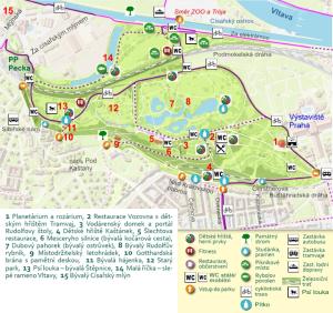 Královská obora Stromovka - orientační mapa, 9/2018