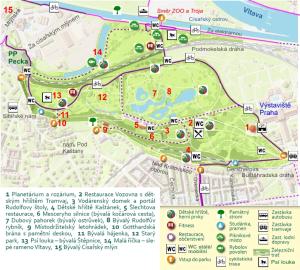 Královská obora Stromovka - orientační mapa, 8/2018