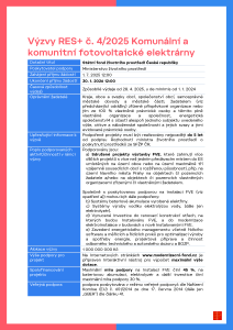 Výzva RES+ č. 4_2025 - Komunální a komunitní fotovoltaické elektrárny