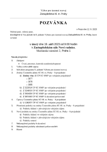 Pozvánka na jednání výboru, které se koná dne 19. 9. 2023​