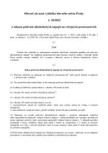 obecně závazná vyhláška č. 10/2022, o zákazu požívání alkoholických nápojů