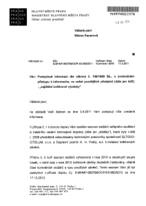 Poskytnutá inforamce na základě žádosti paní Kauerové I.