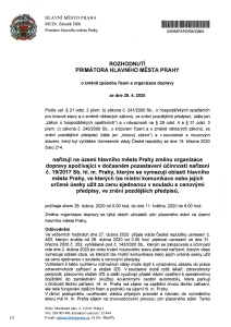 Rozhodnutí primátora hl. m. Prahy o změně způsobu řízení a organizace dopravy ze dne 28. 4. 2020