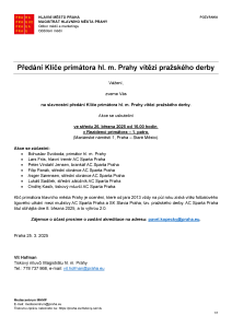 250325 - Pozvánka - Předání Klíče primátora vítězi pražského derby