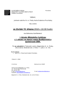 Tisková konference k tématu Městského holdingu a k situaci na stanici metra Budějovická a společnosti DBK
