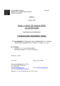 Tisková konference k budoucnosti Libeňského mostu