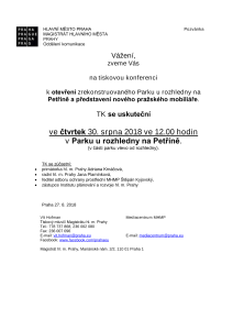 Otevření zrekonstruovaného Parku u rozhledny na Petříně a představení nového pražského mobiliáře