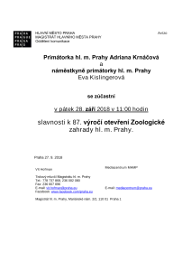 Slavnosti k 87. výročí otevření Zoologické zahrady hl. m. Prahy