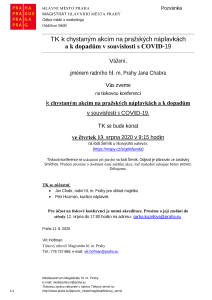 Tisková konference k chystaným akcím na pražských náplavkách a k dopadům v souvislosti s COVID-19