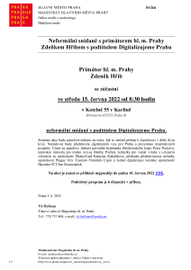 Neformální snídaně s primátorem hl. m. Prahy Zdeňkem Hřibem s podtitulem Digitalizujeme Prahu