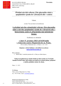Předání návrhů reformy Zón placeného stání a zpoplatnění vjezdu do vybraných ulic v centru