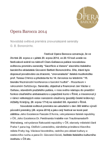 Novodobá světová premiéra znovunalezené serenáty G. B. Bononcinho