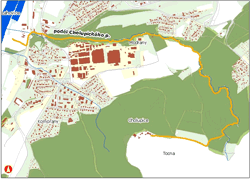 trasa podél cholupického potoka - orientační mapka (ke zvětšení)