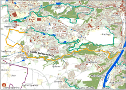 trasa podél dalejského potoka - orientační mapka (ke zvětšení)