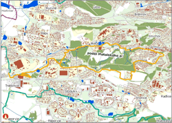 trasa podél motolského potoka - orientační mapka (ke zvětšení)