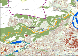 trasa podél šáreckého potoka - orientační mapka (ke zvětšení)