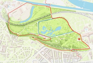 Královská obora Stromovka, orientační mapa - běžecké trasy (300 pxl)