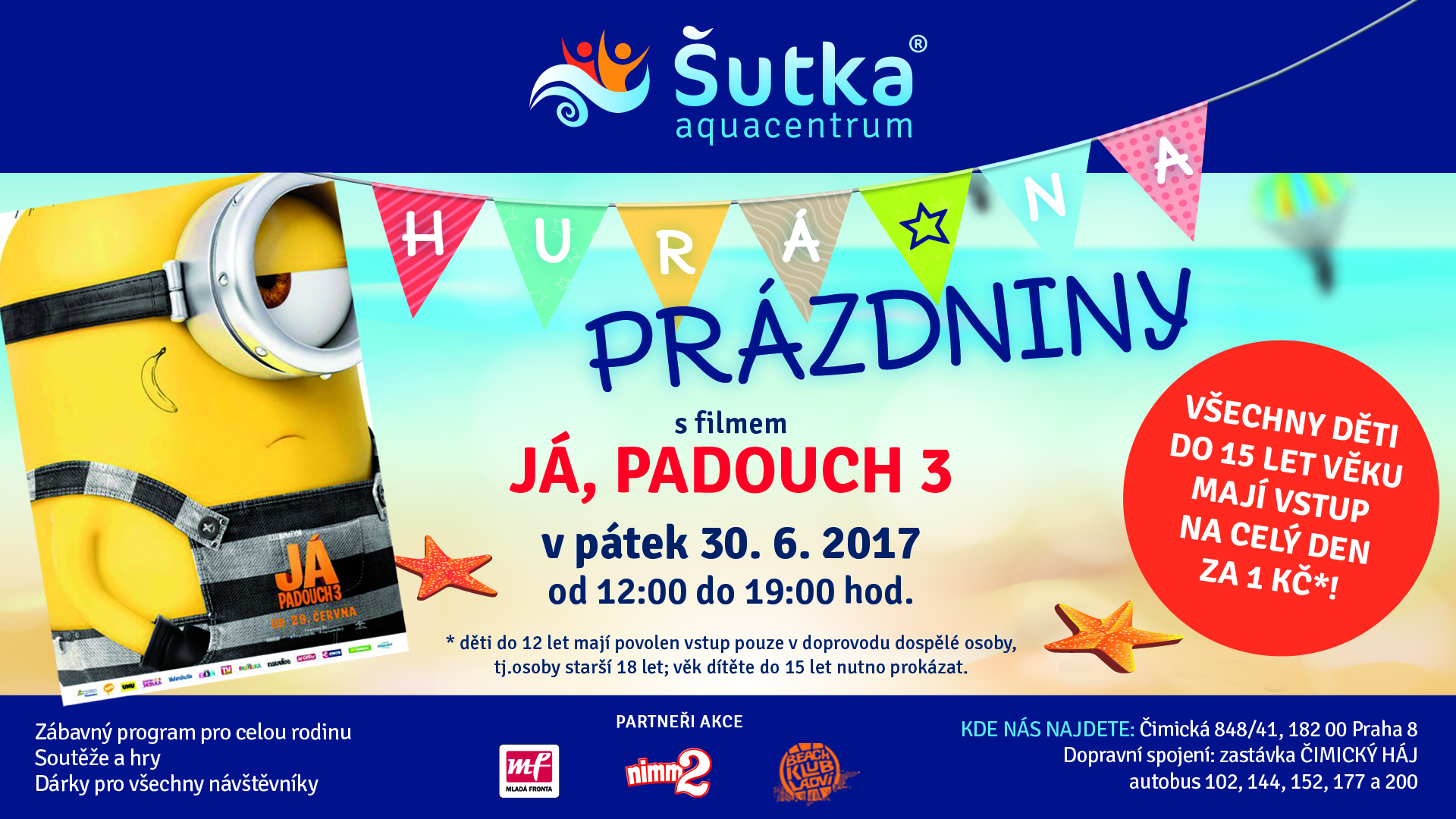 Hurá na prázdniny do Aquacentra Šutka jen za 1 Kč!